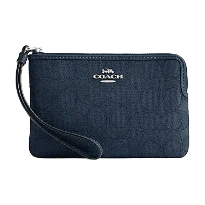 COACH Fabric Wrist Bag Clutch Trumpets Women's Deep Denim-0