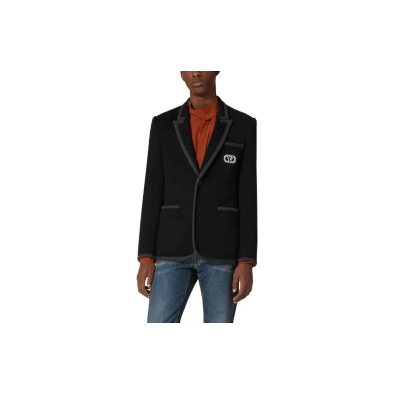 Valentino VLogo Signature Single Breasted Straight Hem Blazer-3