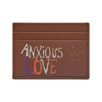 LOEWE Anxious Love Collaboration Cow Leather Card Holder Men's Dark Brown