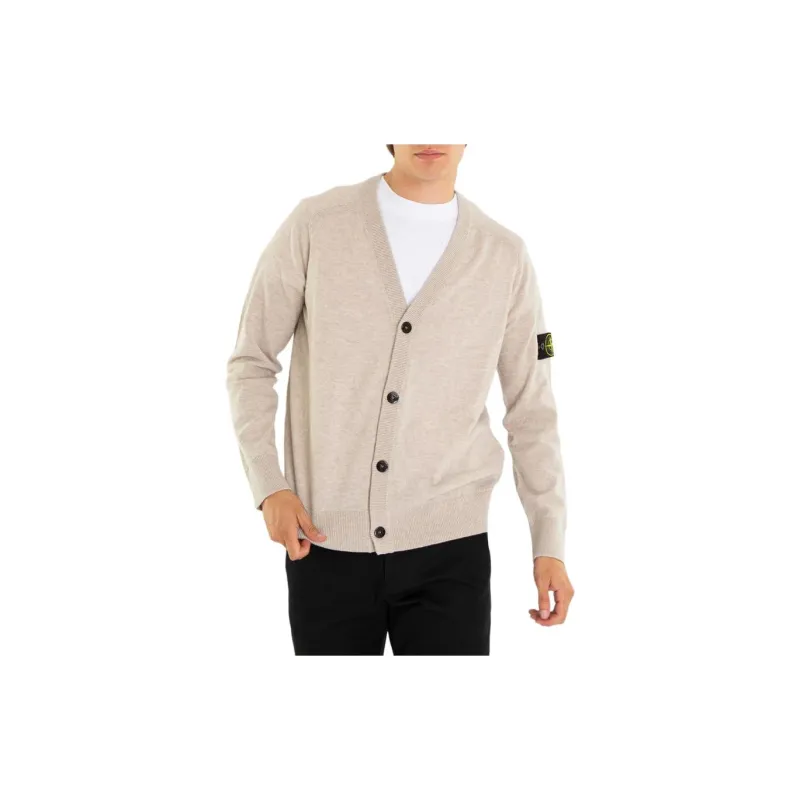 STONE ISLAND Compass Patch V-Neck Knitted Cardigan-3