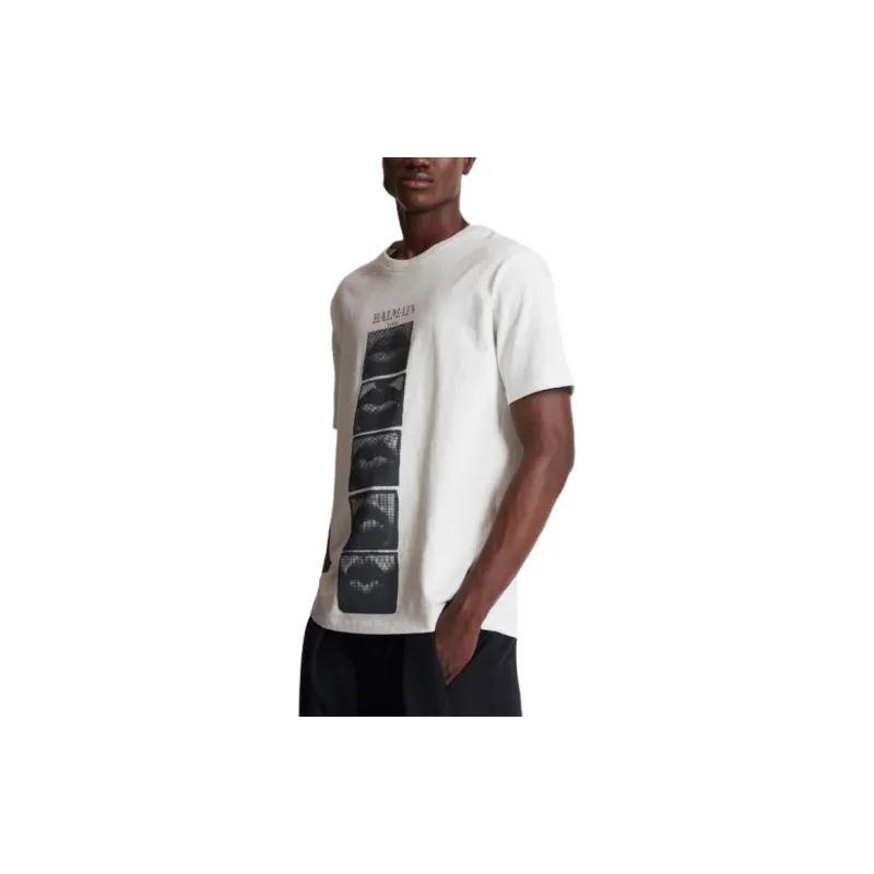 BALMAIN Logo Printed Crewneck T Shirt-4