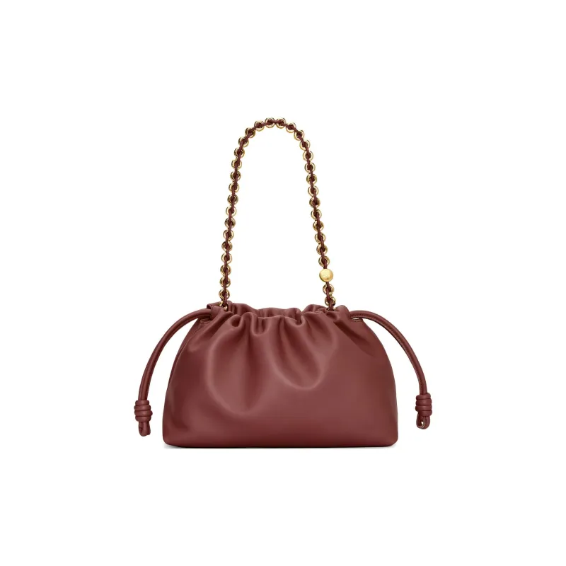 LOEWE Flamenco Soft Nappa Lambskin Handheld Crossbody Bag, Shoulder Bag Medium Size Women's Dark Brown-3