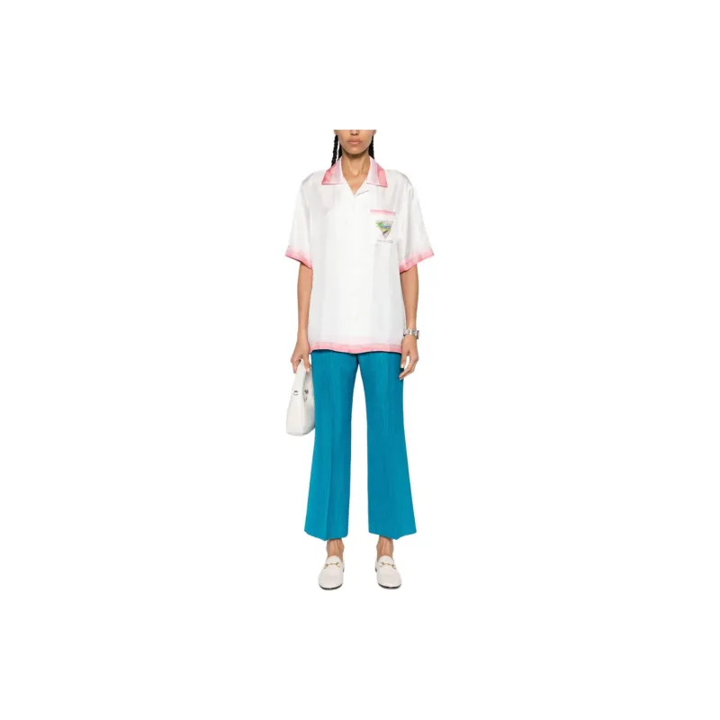 CASABLANCA Cuban Collar Short Sleeve Shirt-2