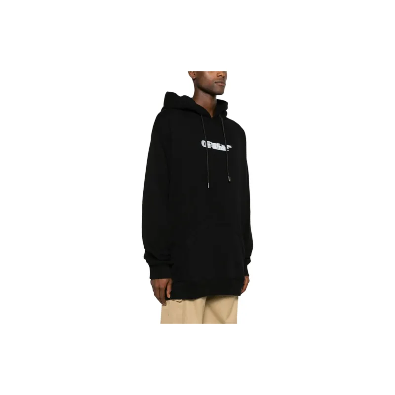 OFF WHITE Logo Printed Drawstring Hoodie-3