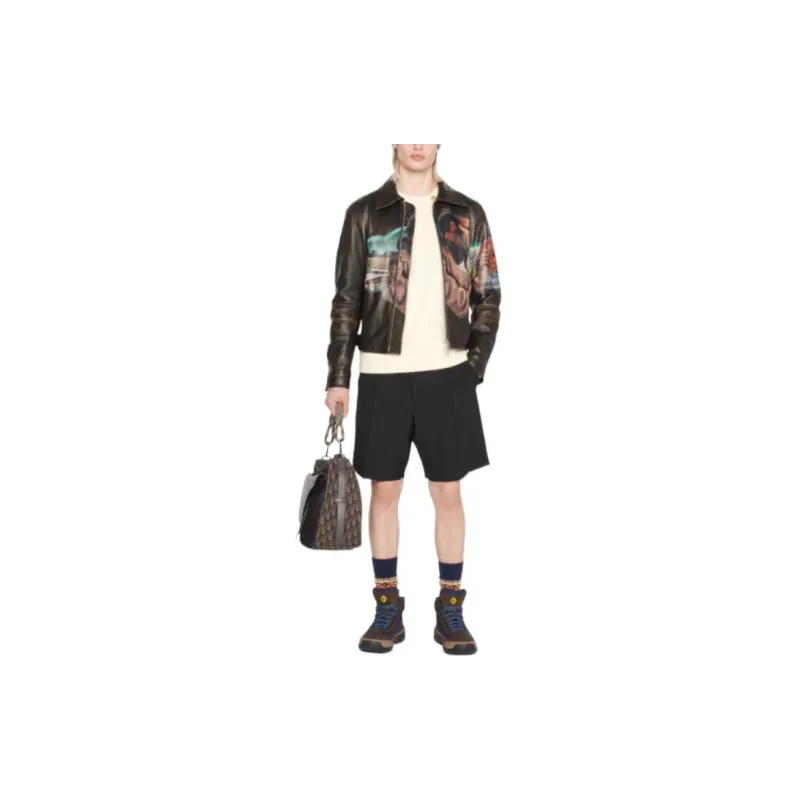 DIOR Quarterly New Products Leather Jackets Men Brown-3