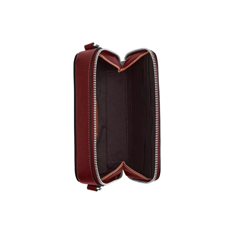 COACH Charter Polished Pebble Grain Leather Shoulder Bag, Crossbody Bag Men's Burgundy-3