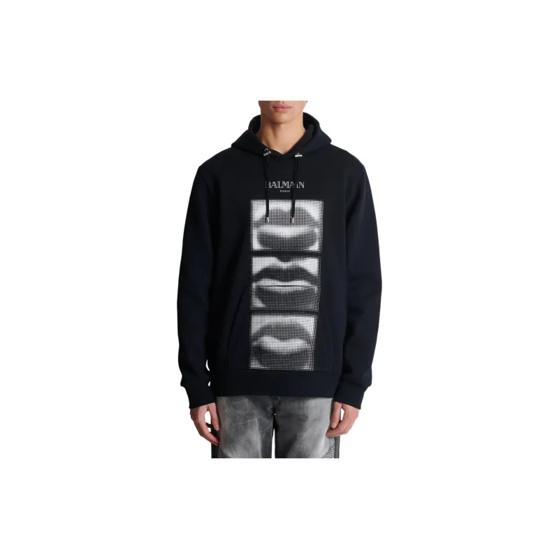 BALMAIN Vintage Lips Printed Hoodie-4