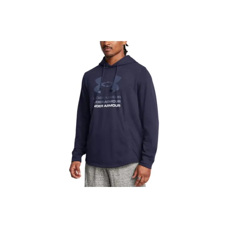 Under Armour Rival Terry Graphic Hoodie Sweatshirt Men's Midnight Marine Blue-2