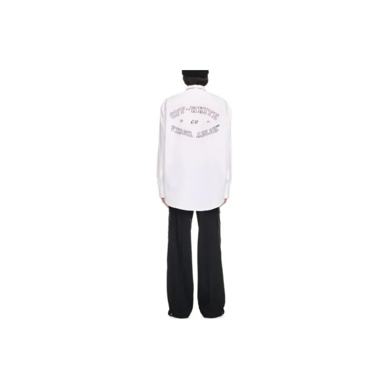 Off Logo Embroidered Long Sleeved Shirt-2