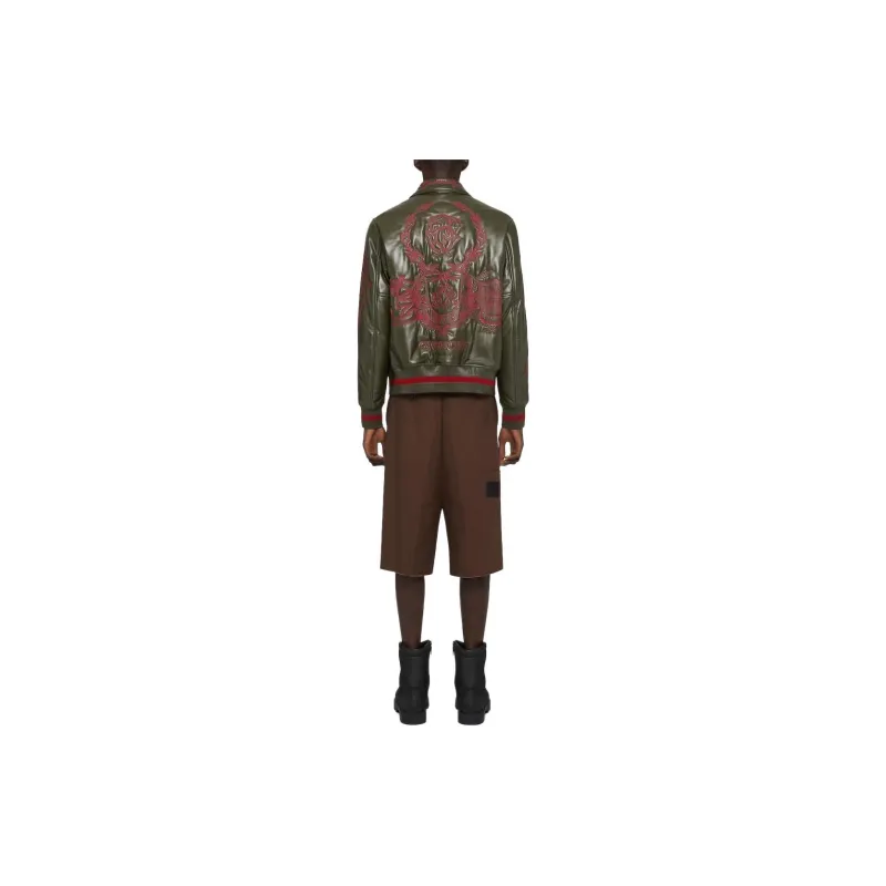 GIVENCHY SS24 Leather Jacket Men's Olive Green-3