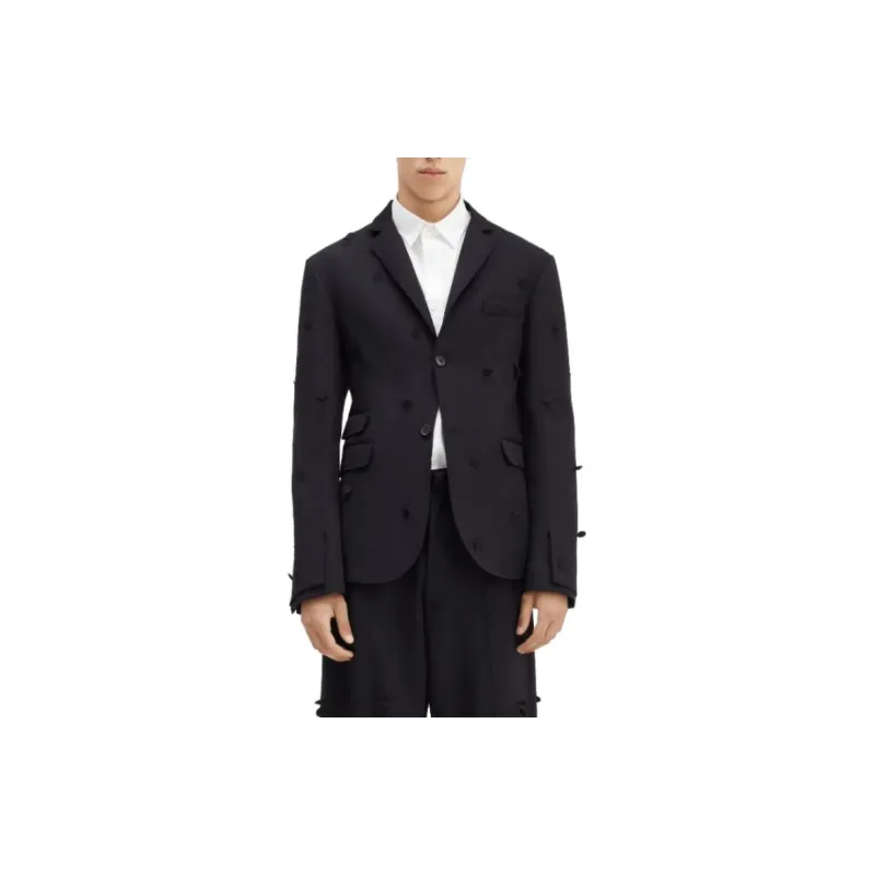 Jacquemus FW23 Four Pocket Embroidered Blazer Business Suits Coats Men's Black-4