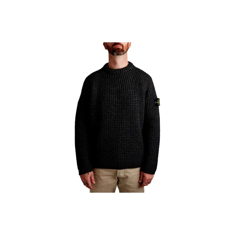 STONE ISLAND Compass Logo badge Waffle knit Jumper-2