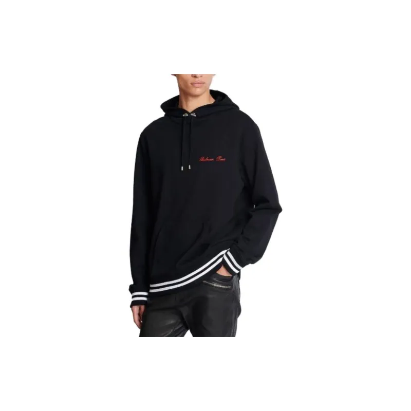 BALMAIN Signature Embroidered Drawstring Hoodie-2