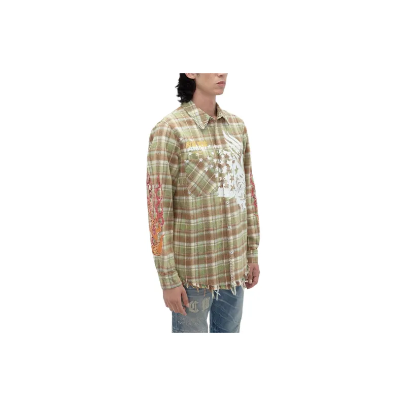 AMIRI Tgcw Eagle Flannel Shirt Men's Green-3