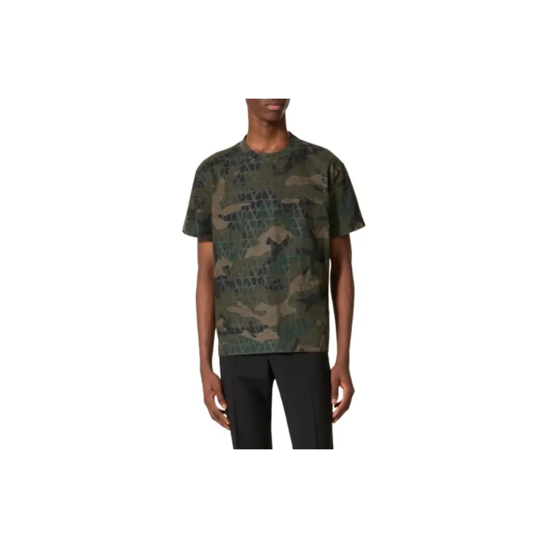 Valentino All Over Logo Patterned Crewneck T Shirt-3