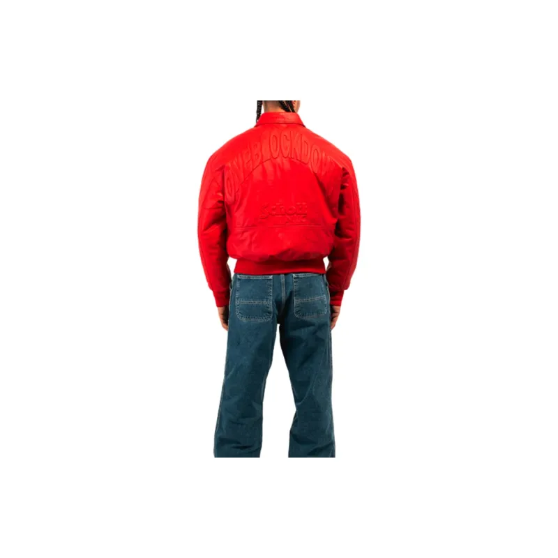 Schott N.Y.C. x One Block Down SS24 Leather Jacket Unisex Red-4