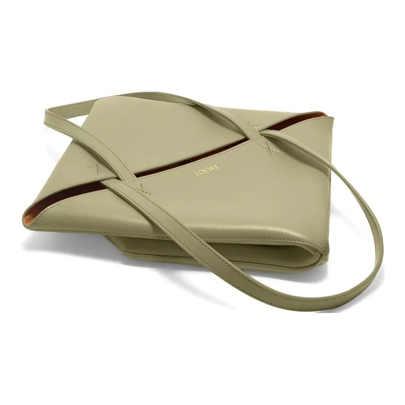 LOEWE Shiny Cow Leather Tote Bag, Shopping Bag, Handbag, Shoulder Bag Medium Size Women's Eucalyptus Green-4