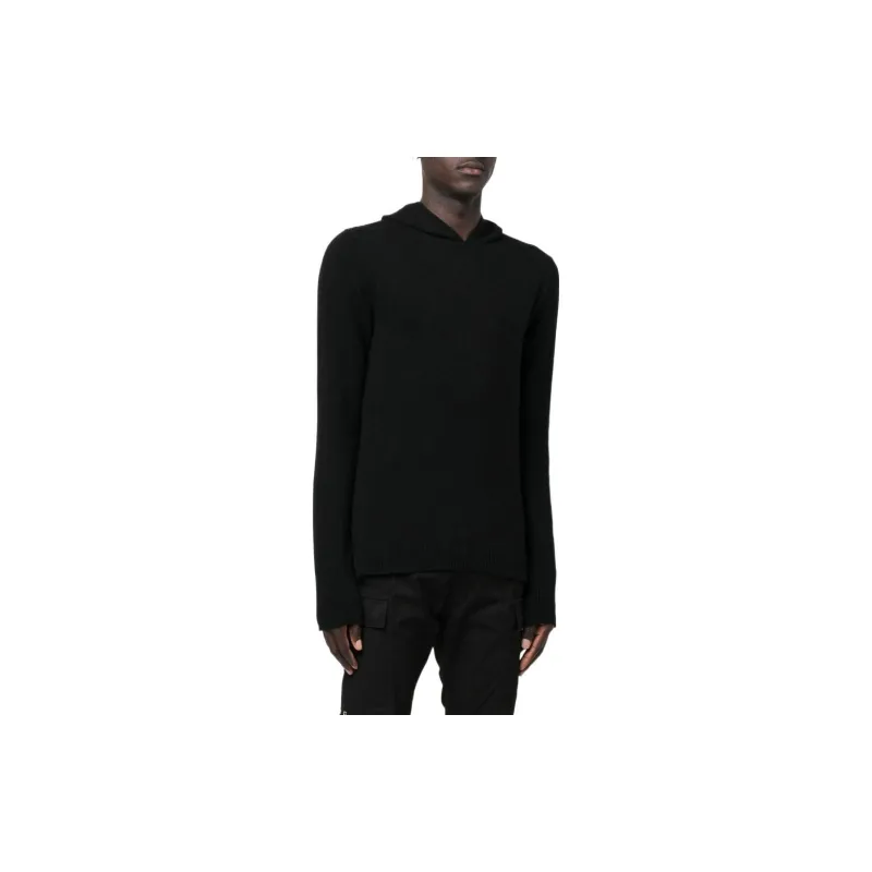 RICK OWENS Wool cashmere Hooded Jumper-3