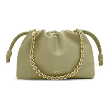 LOEWE Flamenco Soft Nappa Sheep Leather Clutch Medium Size Women's Eucalyptus Green