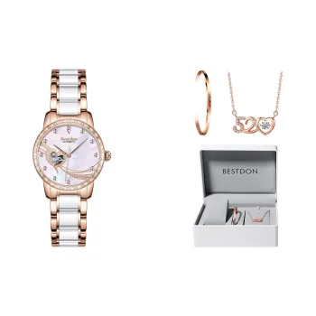 Bestdon Automatic Mechanical Movement Ceramic Strap Watch Women's Watch Mother of Pearl Color Watch Dial