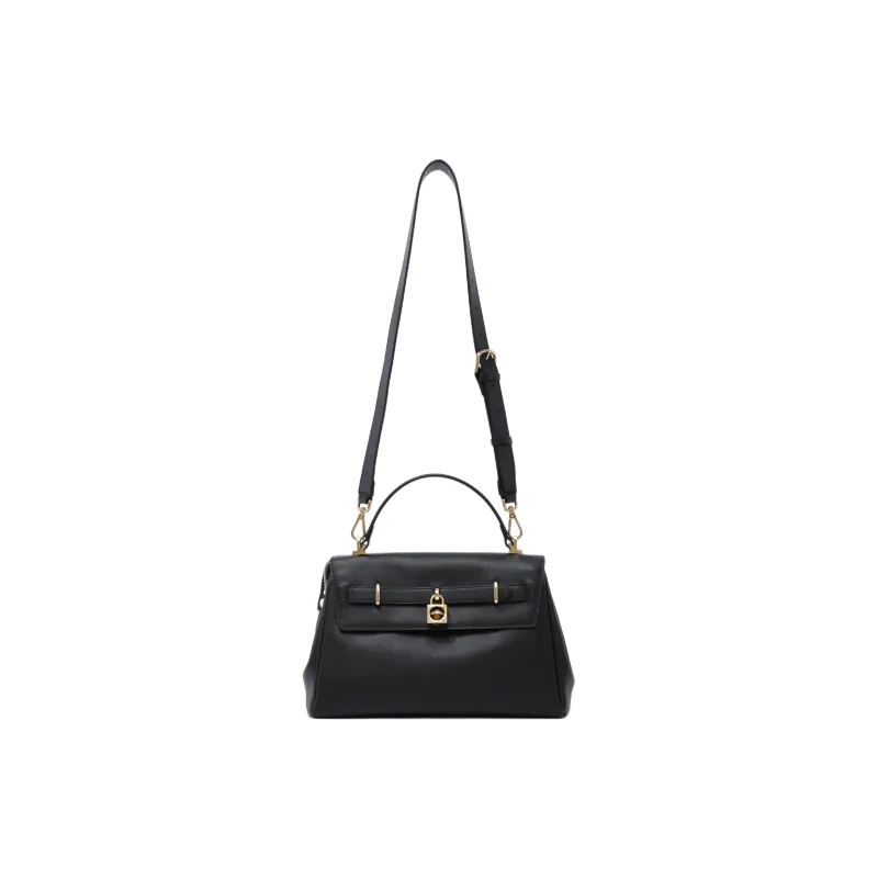 FION Top Grain Cow Leather One Shoulder Handbag Regular Women's Black-4