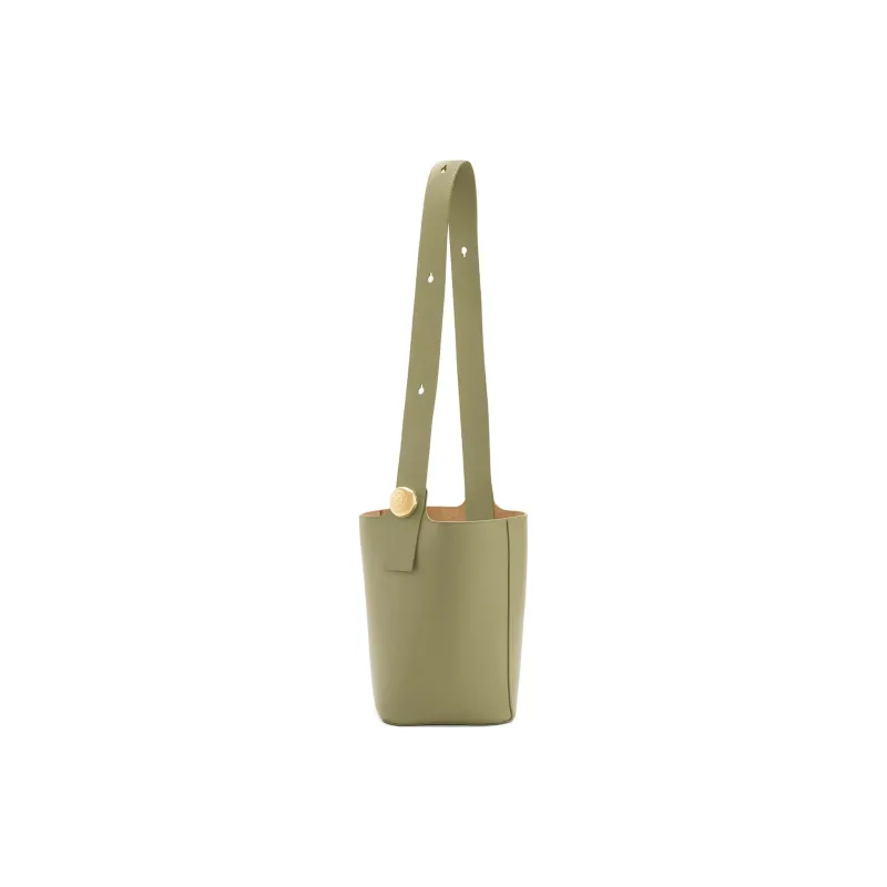 LOEWE Bucket Series Cow Leather Bucket Bag Handbag Shoulder Bag Medium Size Unisex Eucalyptus Green-1
