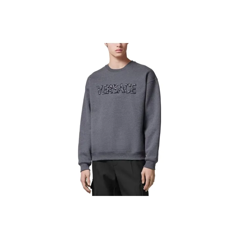 VERSACE Logo Embellished Crewneck Sweatshirt-2