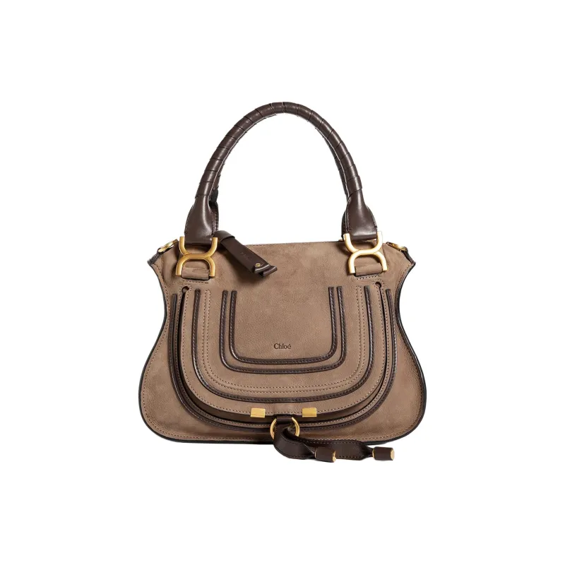 Chloe Marcie Calfskin Shoulder Bag Crossbody Bag Handbag Women's Dark Brown-0