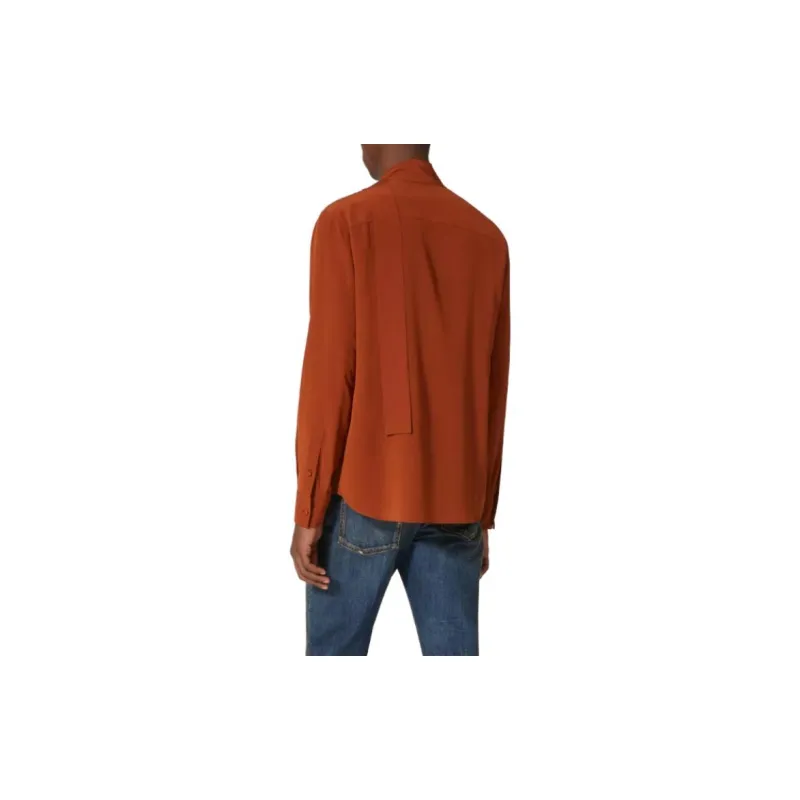 Valentino Washed Silk Shirt With Neck Tie Shirt Men's Red-1