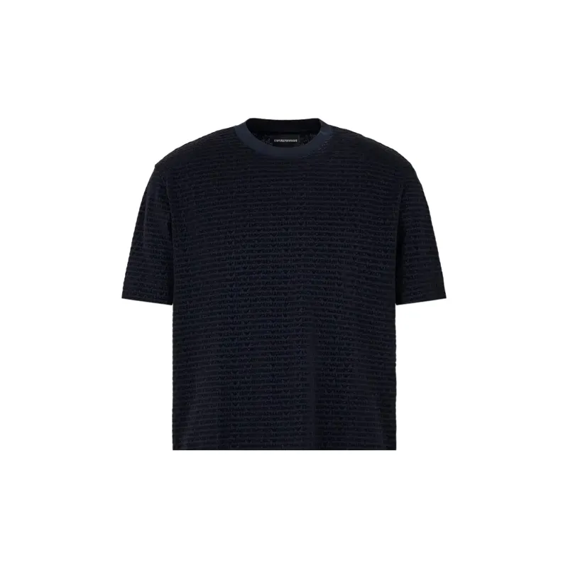 EMPORIO ARMANI Asv Lyocell blend Jersey T shirt With All over Flocked Logo Lettering-7