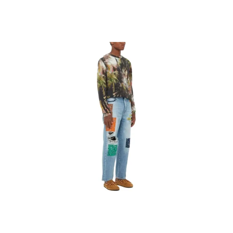 Alanui Baggy cut Patchwork design Jeans-3