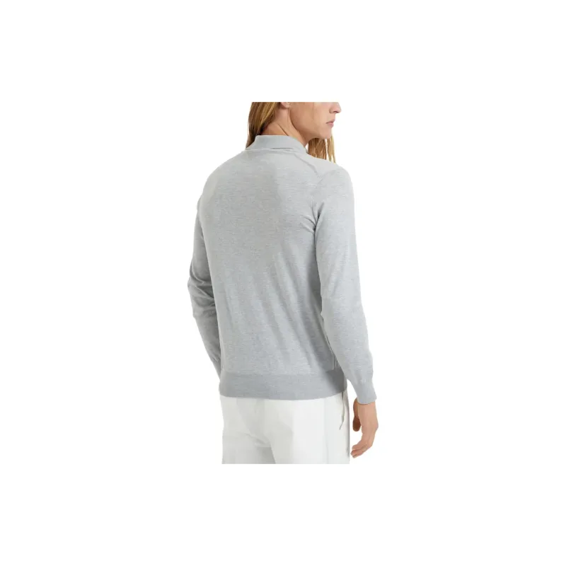 Brunello Cucinelli Long Sleeved Knitted Polo Shirt-6