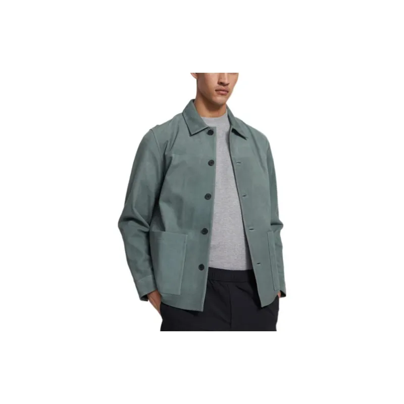 THEORY Leather Jackets Men Light Green-2