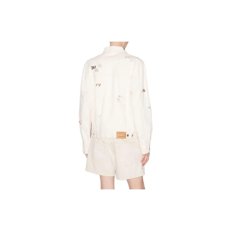 ISABEL MARANT ETOILE Jango Embroidered-detail Denim Jacket-2