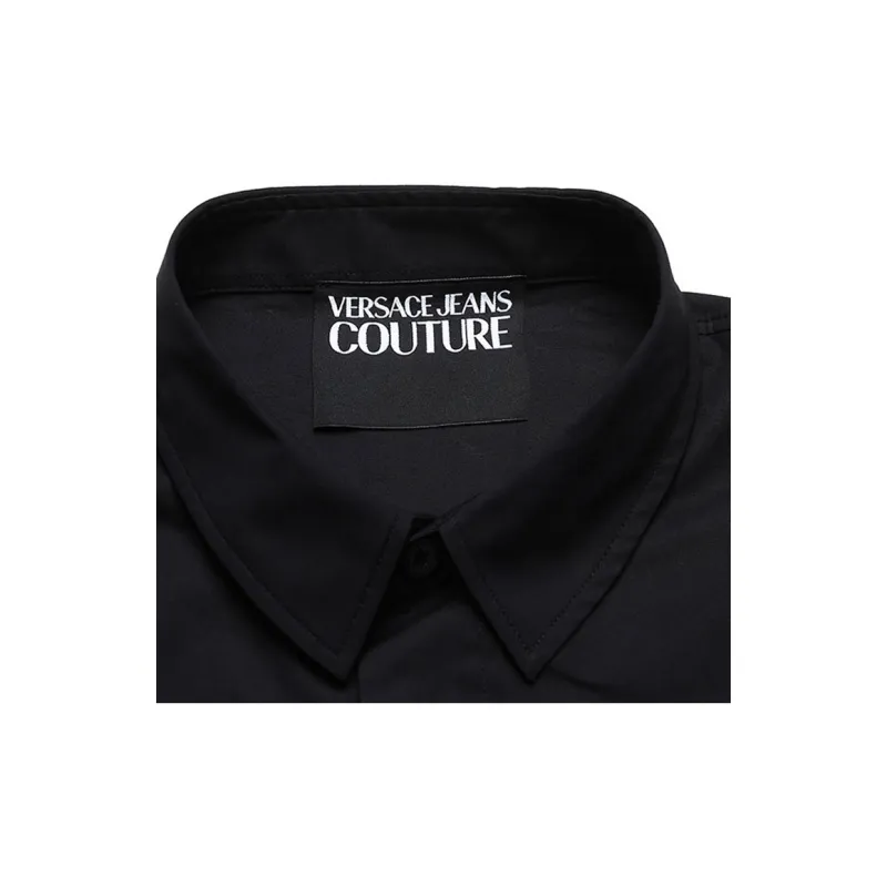 VERSACE JEANS COUTURE SS22 Mens Cotton Embroidered Long-Sleeve Shirt Black-4