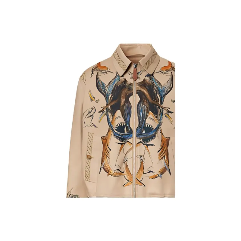 Burberry Marine Sketch Print Harrington Jacket-4