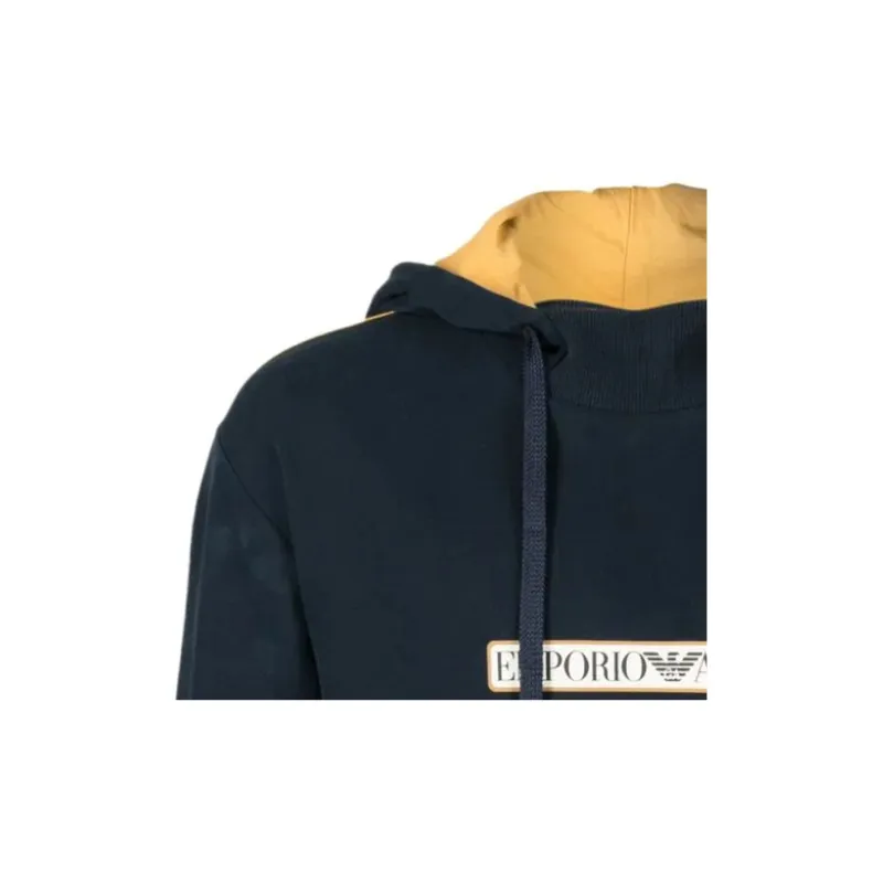 EMPORIO ARMANI Logo print Piped trim Hoodie-4