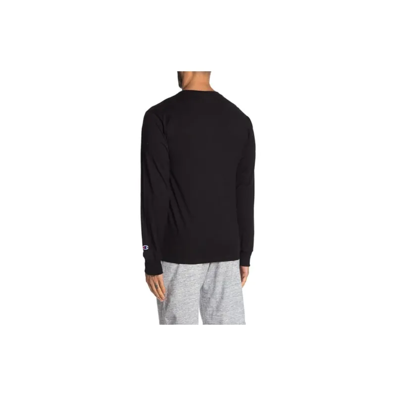 Champion Straight Long Sleeved T Shirt US Version Unisex Black-3