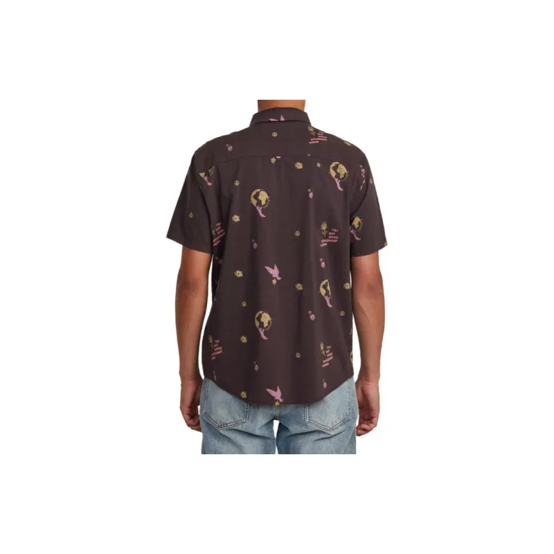 RVCA Shirts Men Dark Purple Red-2