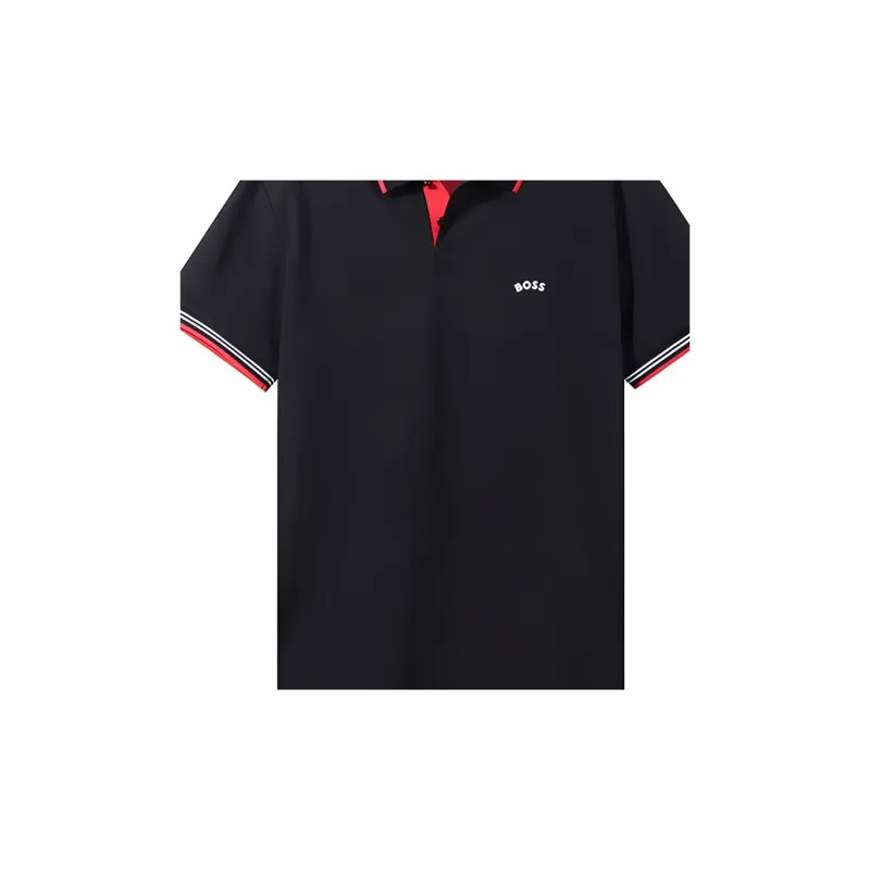HUGO BOSS Short Sleeve Polo Shirts Men's Red Black-4