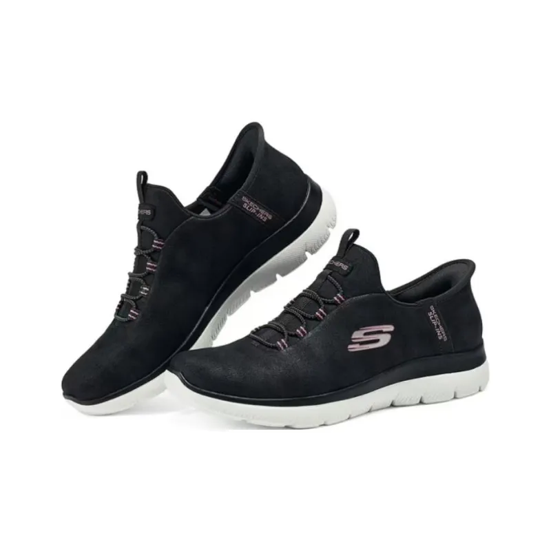 Skechers Sport Anti Slip Wear Resistant Low Top Casual Shoes Women's Black Pink-2