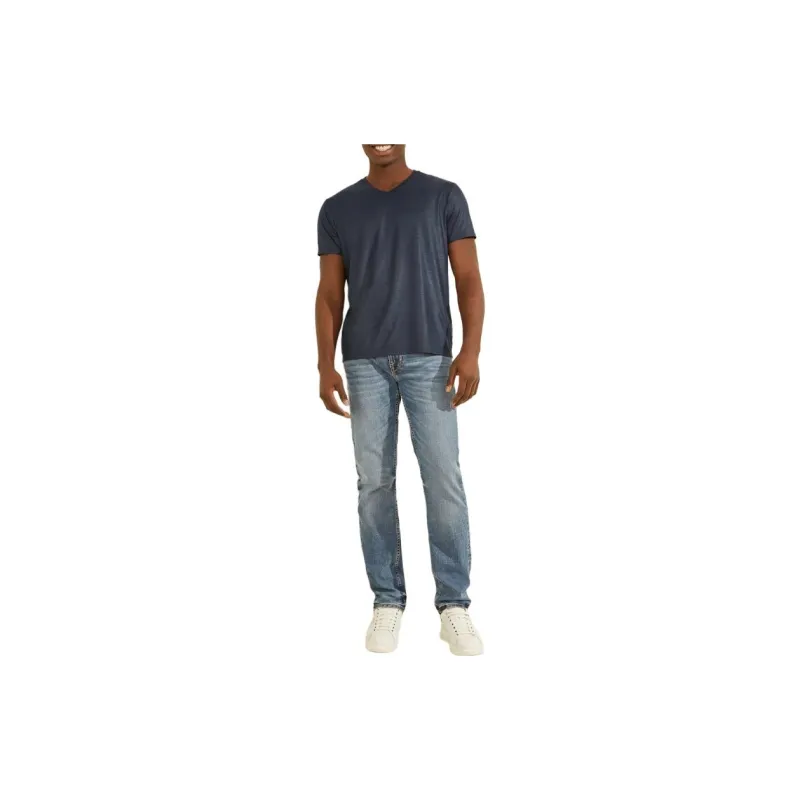 GUESS Mason V-Neck Tee T-Shirt Men's Navy Blue-1