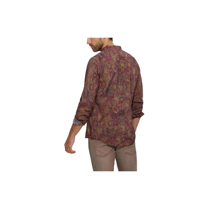 GUESS Eco Sandwash Jacobean Shirt Shirt Men's Red-2