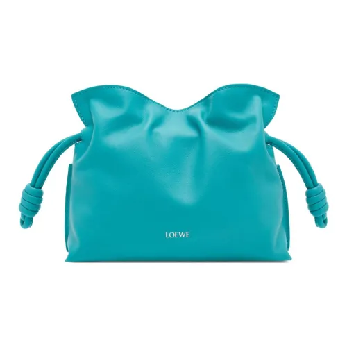 LOEWE Flamenco Napa Calf Leather One Shoulder Crossbody Clutches Women's Deep Turquoise