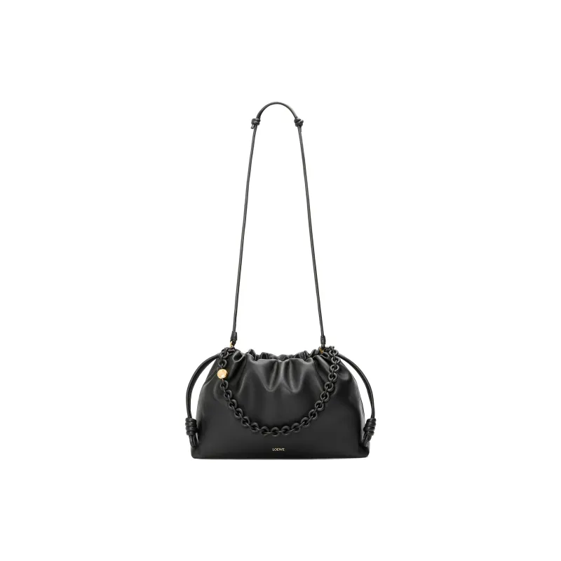 LOEWE Flamenco Soft Nappa Sheep Leather Clutch Large Size Women's Black-3