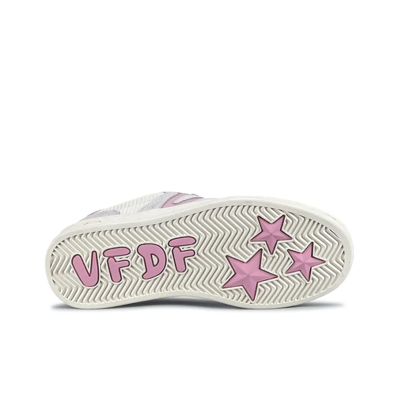 VFDF Anti Slip And Wear Resistant Breathable Low Top Skateboard Shoes Women's Beige Gray Pink-5