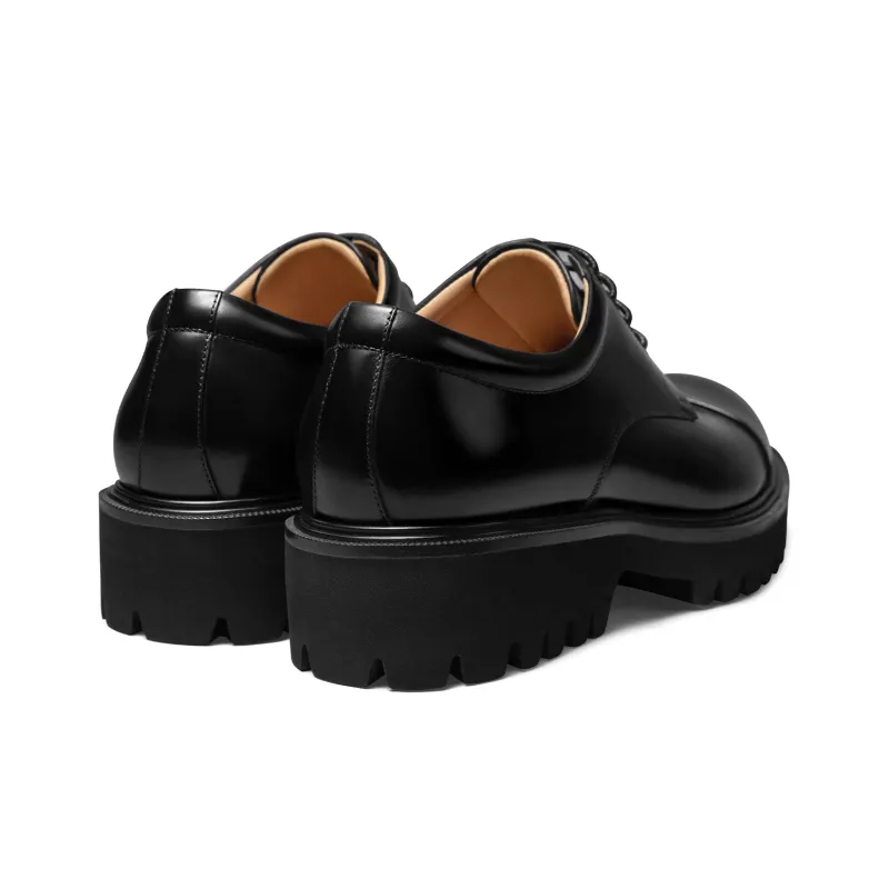 THOM WILLS Business Formal Versatile Shiny Chunky Derby Shoes Casual Shoes 4.7cm Men's Black-3