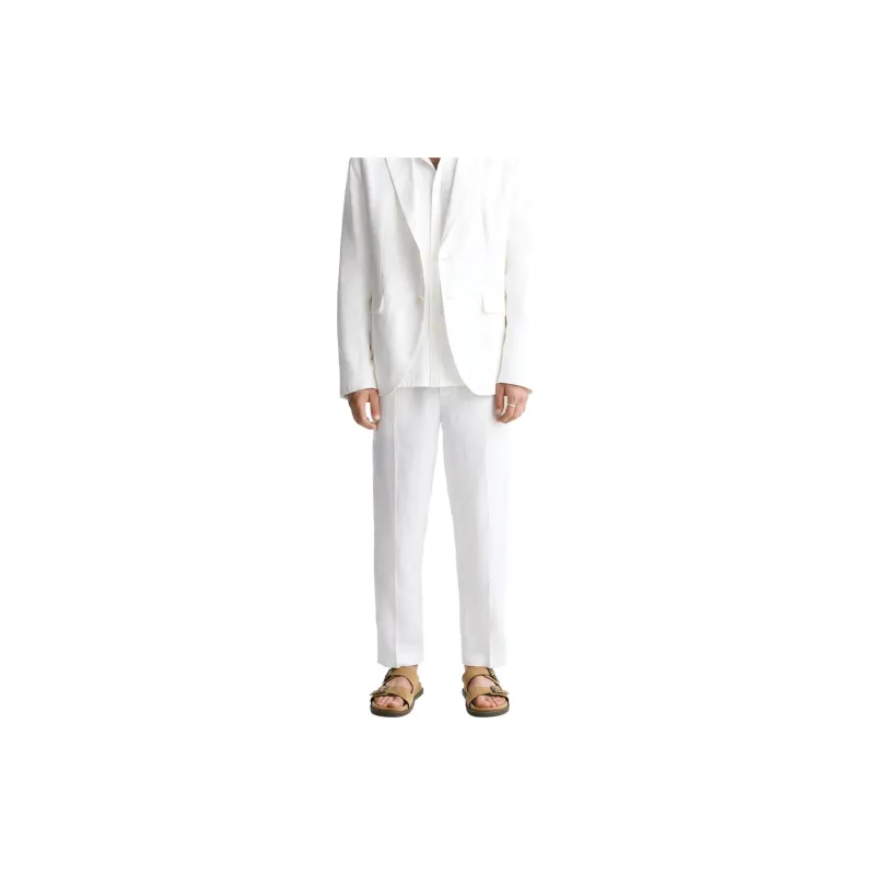 ZARA Suit Trousers Men White-2