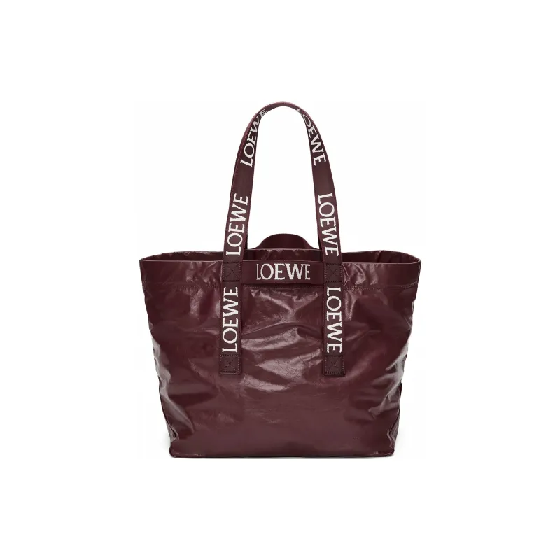 LOEWE Cow Leather Tote Bag Shopping Bag Shoulder Bag Handbag Men's Burgundy-3