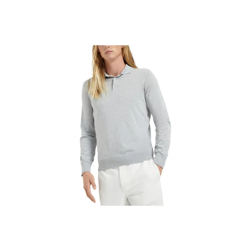 Brunello Cucinelli Long Sleeved Knitted Polo Shirt-5